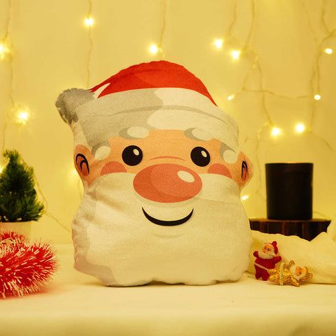 Stuffed Christmas Santa Claus Printed Pillow - Uncommongifts.in